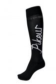 KNEE SOCK WITH STRASS FLAG PIKEUR BLACK