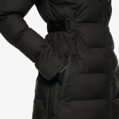 BELTED QUILTED NYLON HOODED COAT 