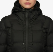 BELTED QUILTED NYLON HOODED COAT 