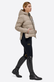 Nylon Quilted Hooded Puffer Jacket Beige
